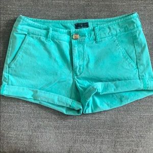Teal Cuffed AE Midi Shorts